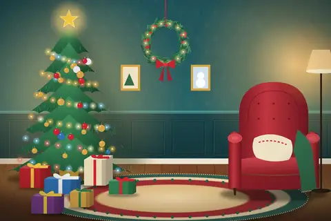 Julestue med juletræ