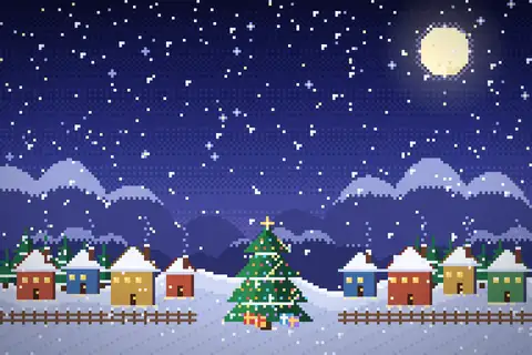 Pixellandsby i sne