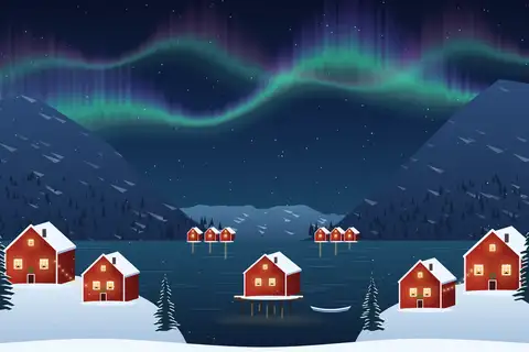 Skandinavisk fjordlandsby