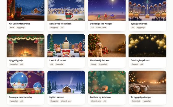 Udvalg af skabeloner til digitale julekalendere